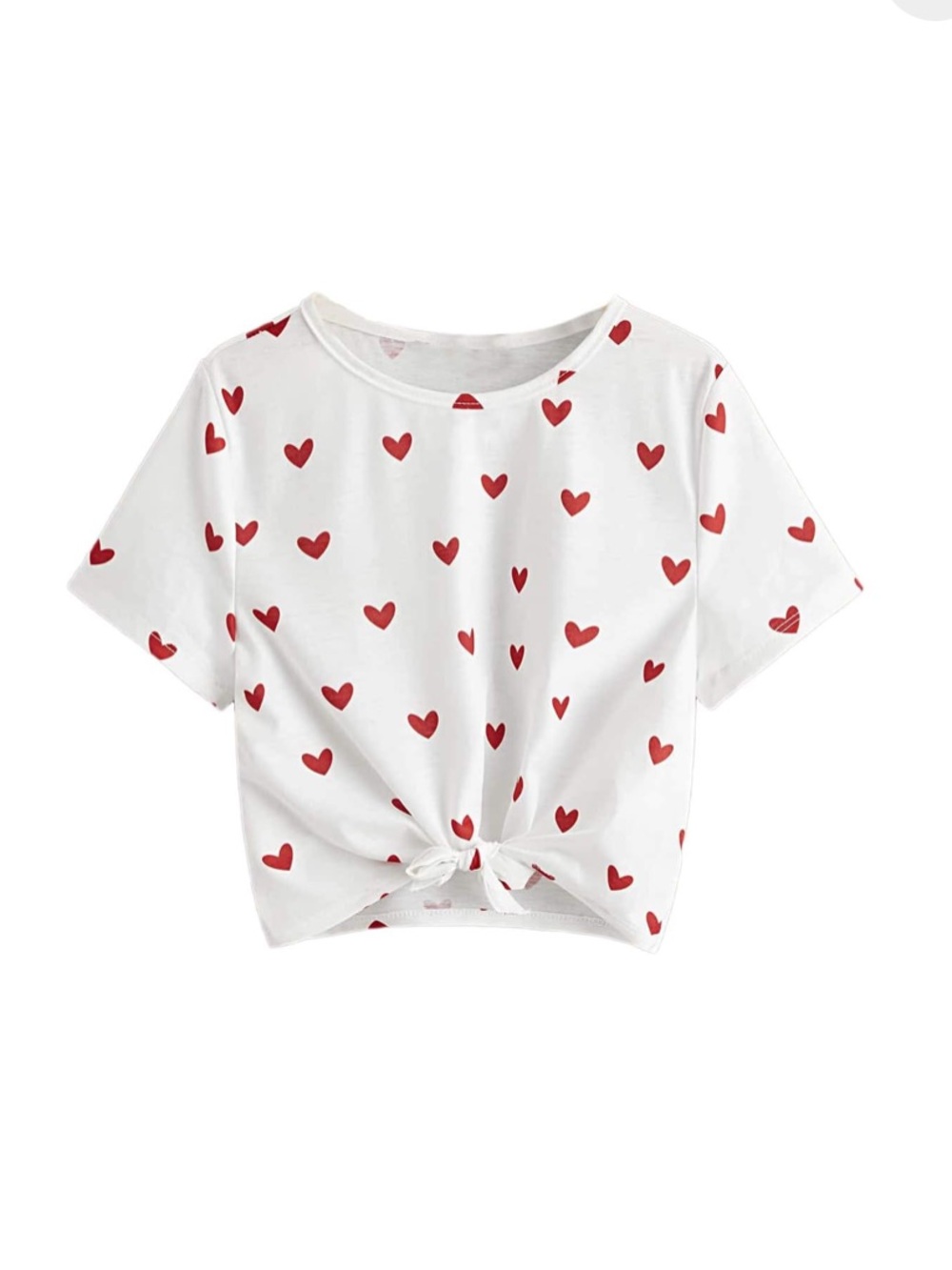 ❤️Size 11 / 12 Girls White Heart Print Tie-Front Top!